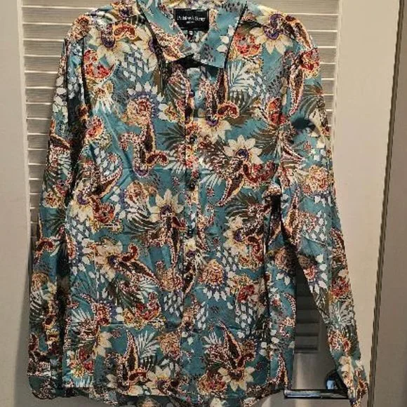 Paisley Gray Shirts Paisley Gray Long Sleeve Teal Floral